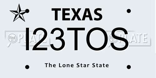 I23TOS Texas License Plate