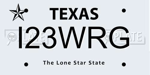 I23WRG Texas License Plate