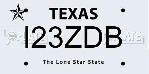 I23ZDB Texas License Plate