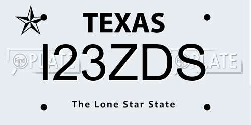 I23ZDS Texas License Plate