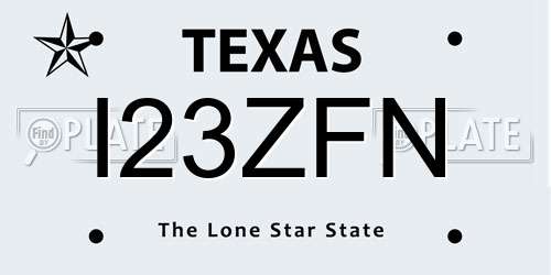 I23ZFN Texas License Plate
