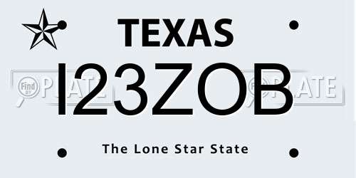 I23ZOB Texas License Plate