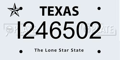 I246502 Texas License Plate