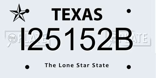 I25152B Texas License Plate