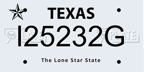 I25232G Texas License Plate
