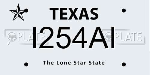 I254AI Texas License Plate