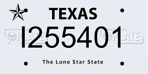 I255401 Texas License Plate