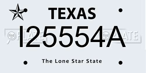 I25554A Texas License Plate