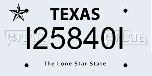 I25840I Texas License Plate
