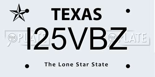 I25VBZ Texas License Plate