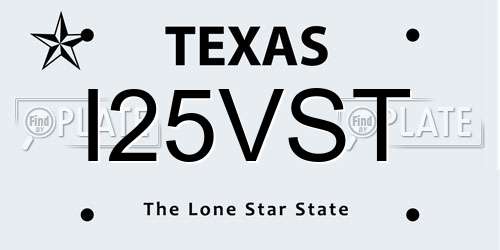 I25VST Texas License Plate