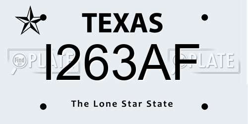 I263AF Texas License Plate