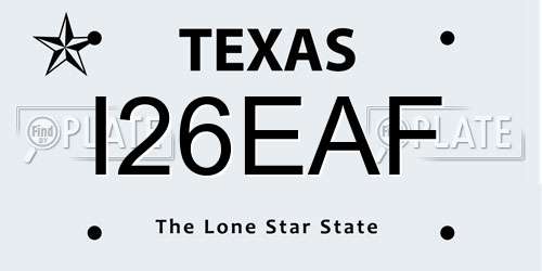 I26EAF Texas License Plate