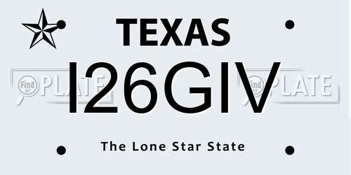 I26GIV Texas License Plate