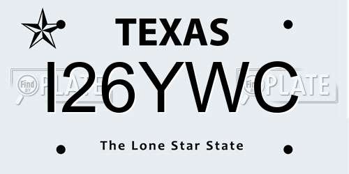 I26YWC Texas License Plate