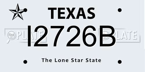 I2726B Texas License Plate