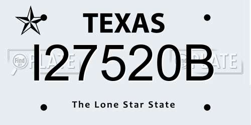 I27520B Texas License Plate
