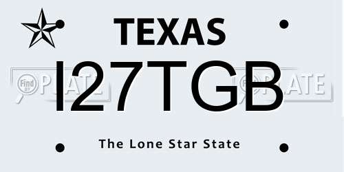 I27TGB Texas License Plate