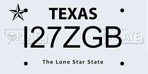 I27ZGB Texas License Plate