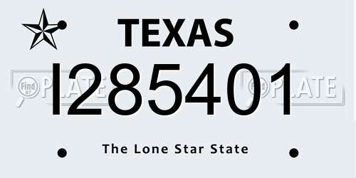 I285401 Texas License Plate
