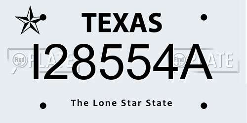 I28554A Texas License Plate