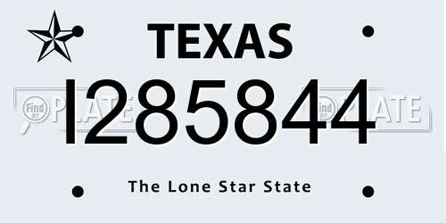 I285844 Texas License Plate
