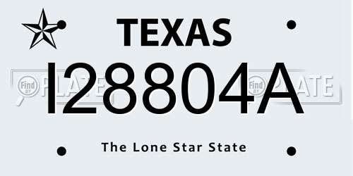 I28804A Texas License Plate
