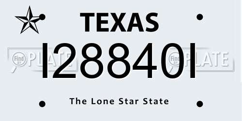 I28840I Texas License Plate