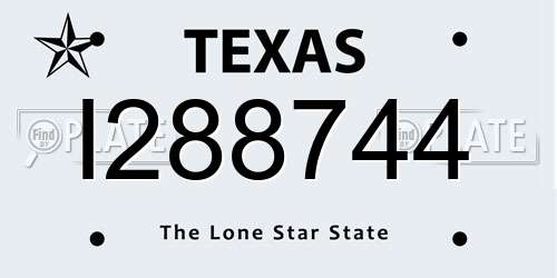 I288744 Texas License Plate