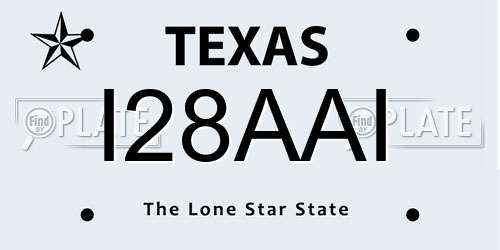 I28AAI Texas License Plate