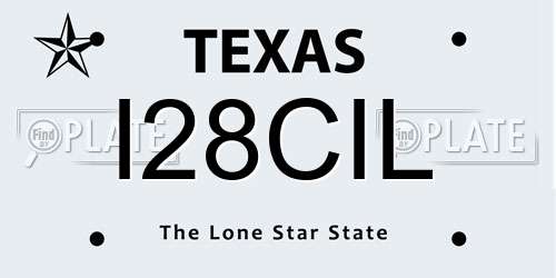 I28CIL Texas License Plate