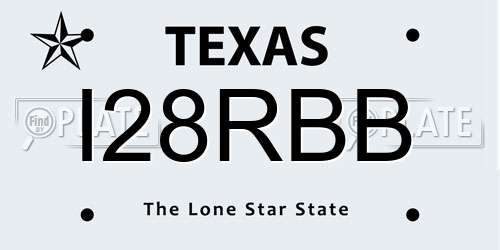 I28RBB Texas License Plate