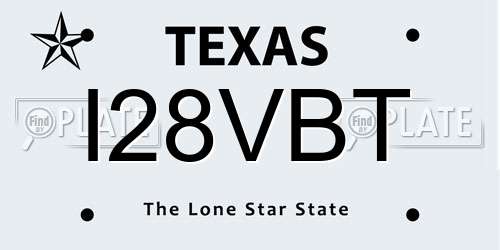 I28VBT Texas License Plate