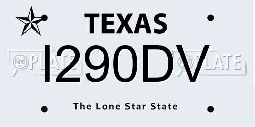 I290DV Texas License Plate