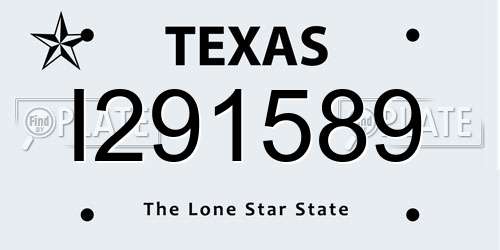 I291589 Texas License Plate