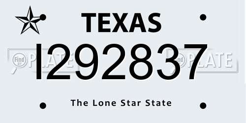 I292837 Texas License Plate