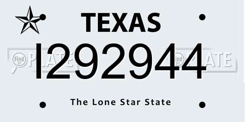 I292944 Texas License Plate