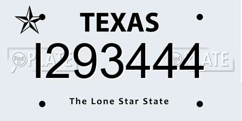 I293444 Texas License Plate