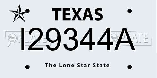 I29344A Texas License Plate