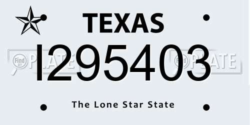 I295403 Texas License Plate