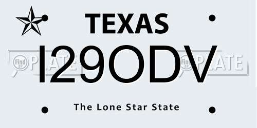 I29ODV Texas License Plate