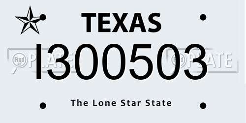 I300503 Texas License Plate