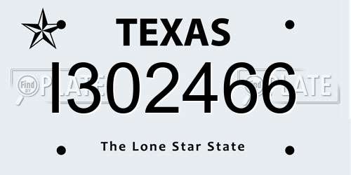 I302466 Texas License Plate