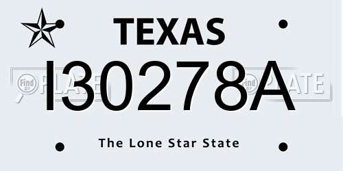 I30278A Texas License Plate