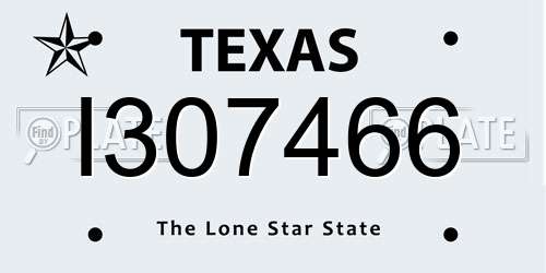 I307466 Texas License Plate