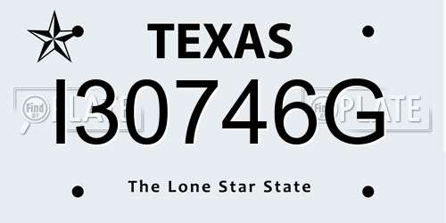 I30746G Texas License Plate