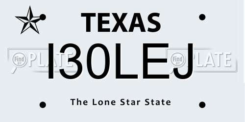 I30LEJ Texas License Plate