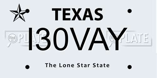 I30VAY Texas License Plate