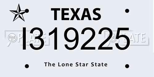 I319225 Texas License Plate
