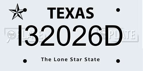 I32026D Texas License Plate